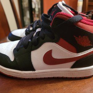 Jordan 1 mid white with red and black